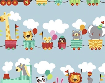 Cute Zoo Animals 100% Cotton Fabric, OEKO-TEX Certificate, Sold by the Half Metre