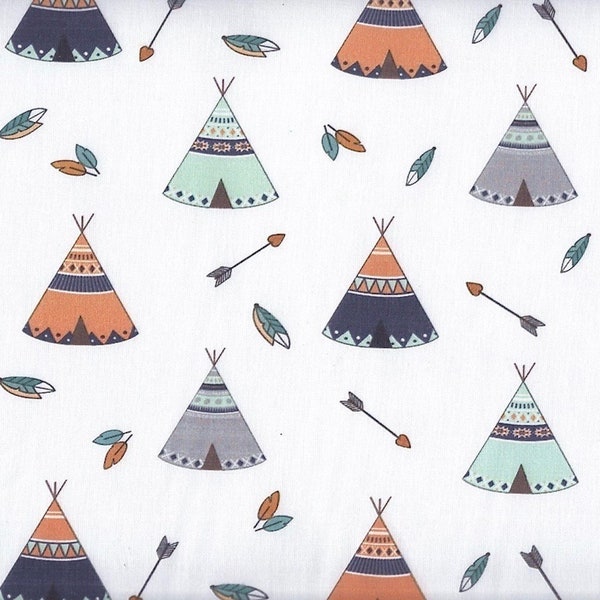 Teepee Cotton Fabric, Native American, Sold by the Half Metre