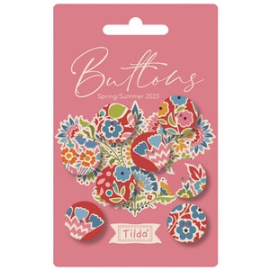 Tilda Pie in the Sky Fabric Covered 18mm Buttons, Set of 8