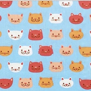 Cat Fabric, Cats Faces 100% Quilting Cotton, Sold by the Half Metre