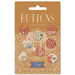 Tilda Hometown Rust Fabric Covered 16mm Buttons, Set of 8