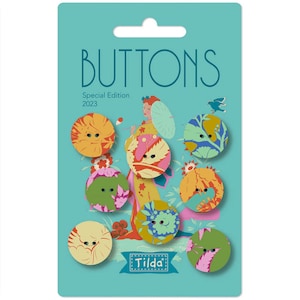 Tilda Bloomsville Collection, Abloom 18mm Fabric Covered Buttons, Set of 8