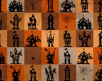 Halloween Fabric, Digital Print Cotton, Sold by the Half Metre, Width 150cm / 59"