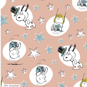 Snoopy Circus Fabric, Snoopy Spotlight, 100% Cotton Fabric by the Half Metre