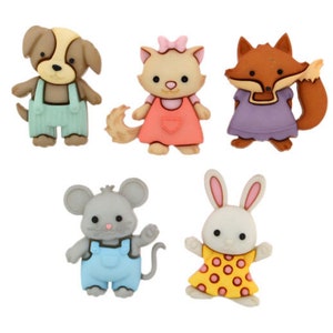 Dress It Up Buttons, Forever friends, 3D Craft Buttons, Set of 5