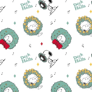 Christmas Snoopy Peanuts Fabric, Oeko-Tex, 100% Cotton Fabric by the Half Metre