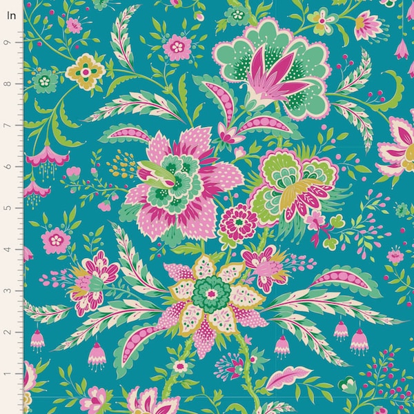 Tissu Tilda, Saphir à floraison tardive, Collection Bloomsville, 100508, Vendu au demi-mètre