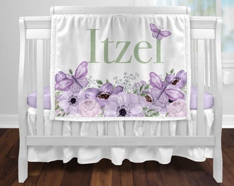 Personalized Minky Baby Blanket, Floral Name Blanket, 30x40