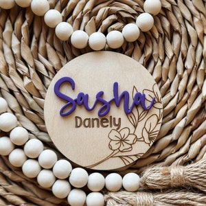 Baby Name Announcement Sign- Newborn Name Sign for Hospital- Wooden Name Plate