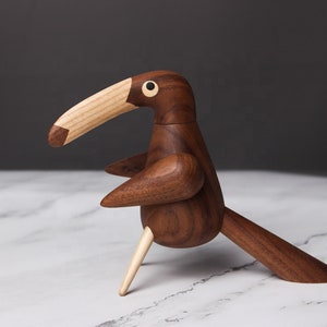 nordic style home decor wood crafts carved wooden animal bird ornament for children room decoration