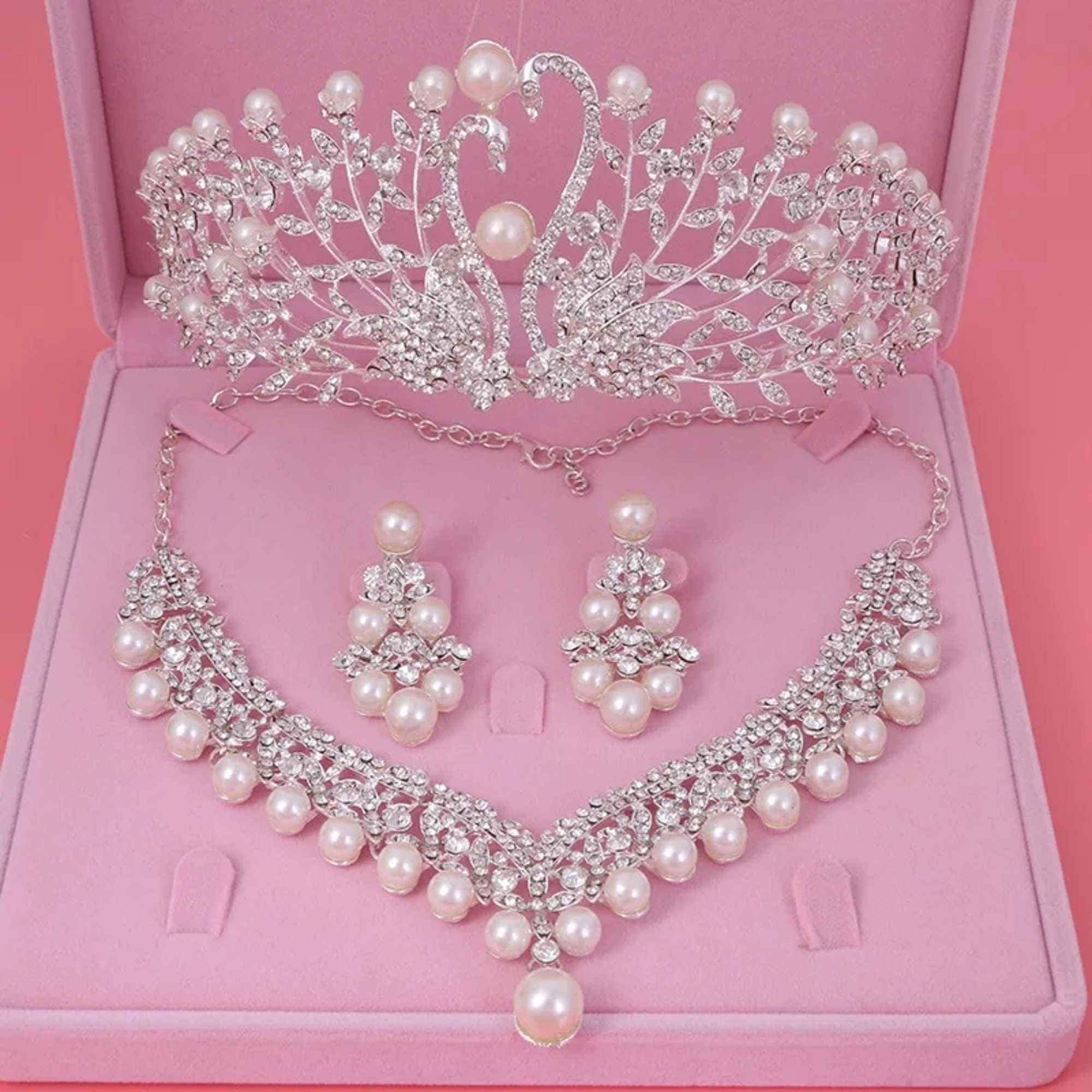 Wedding Jewelry Set Peacock Bridal Tiara Set Silver Wedding Etsy