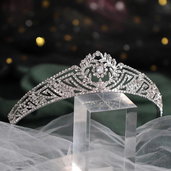 Brautmode 2024, Kristall Braut Tiara Diadem Ilse Silber Rosa