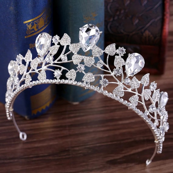 Hochzeit Diadem Braut Tiara, Silber Braut Tiara, Blau / Grün