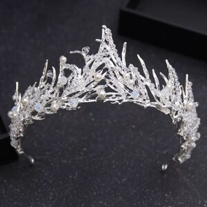 Baroque Vintage Bridal Princess Hair Crown, Handmade Black Rhinestone ...