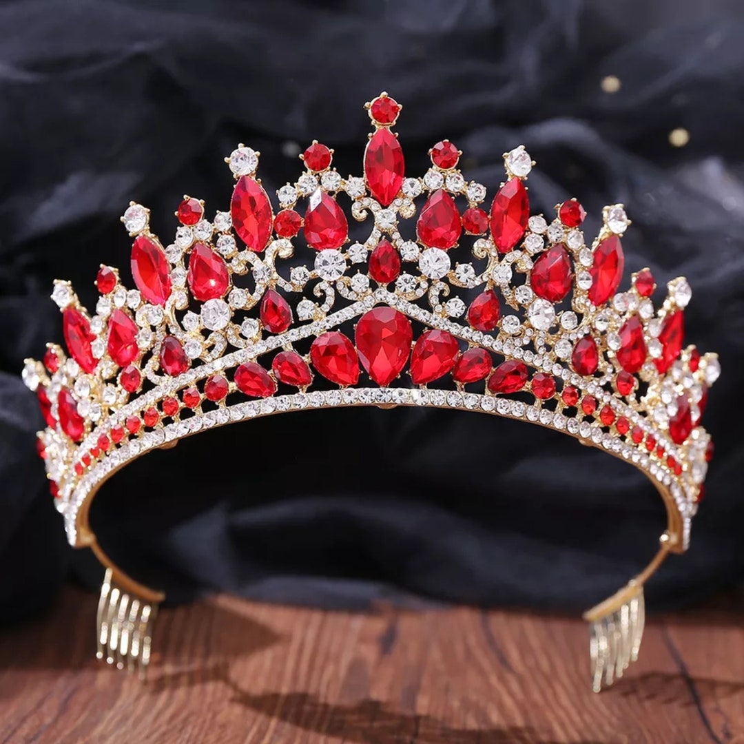 Silver/red/green/blue/gold Baroque Bridal Crown Bridal - Etsy