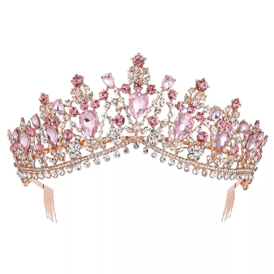 Rose Gold Bridal Tiara Wedding Crown with Comb Red Bridal Etsy