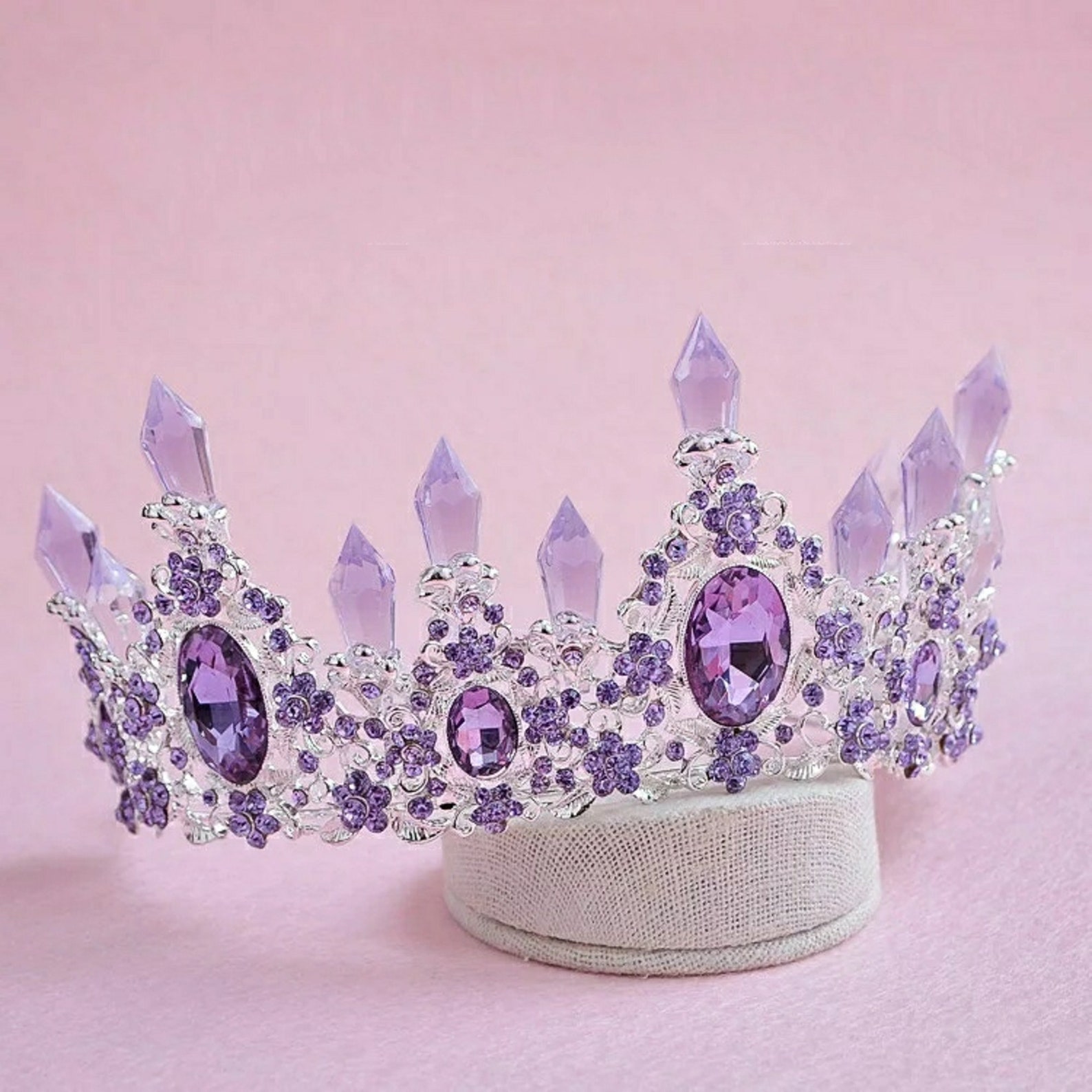 Luxury Purple Crystal Wedding Tiara Bridal Purple Wedding Etsy