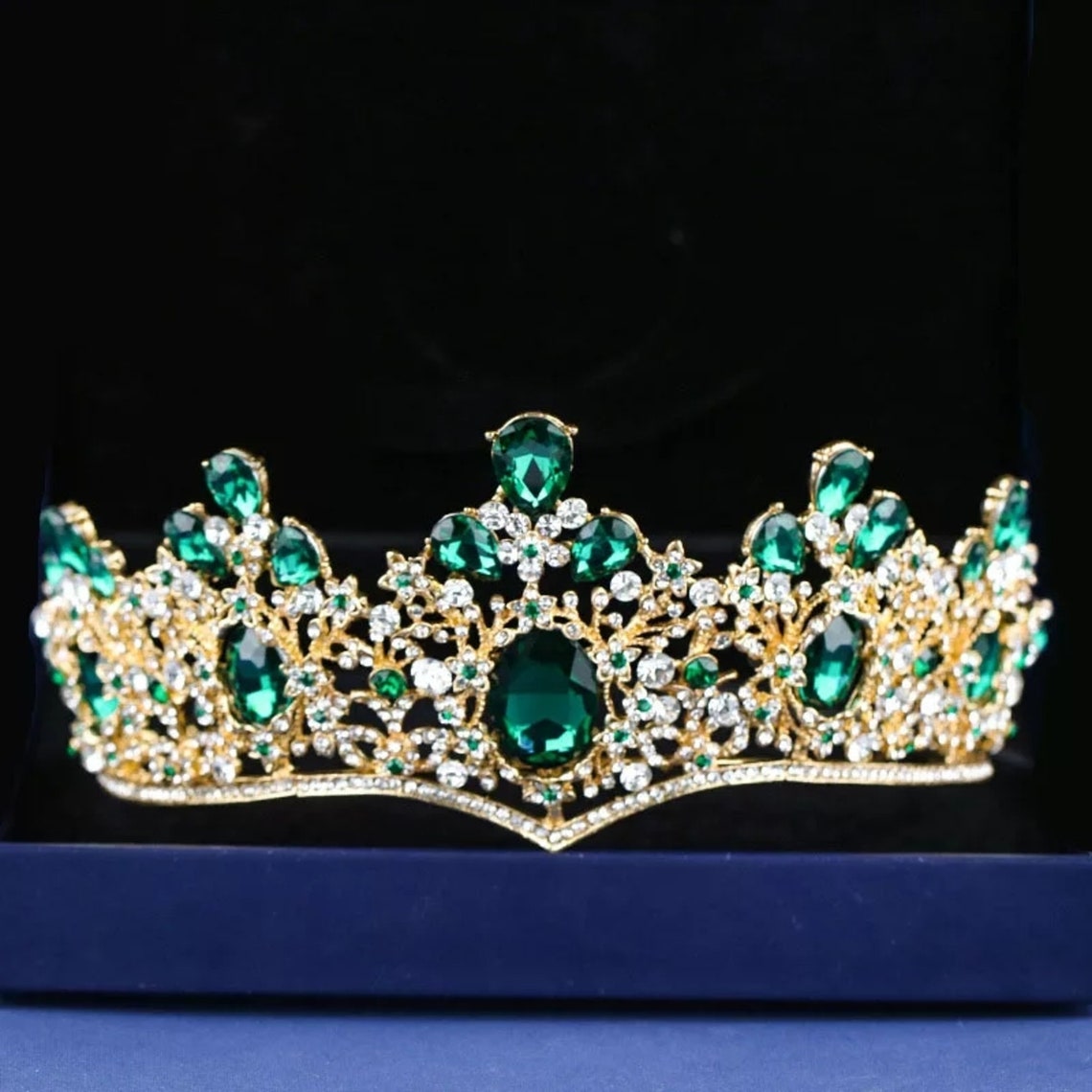 Green Tiara Vintage Green Rhinestone Tiara Wedding Bridal Etsy UK