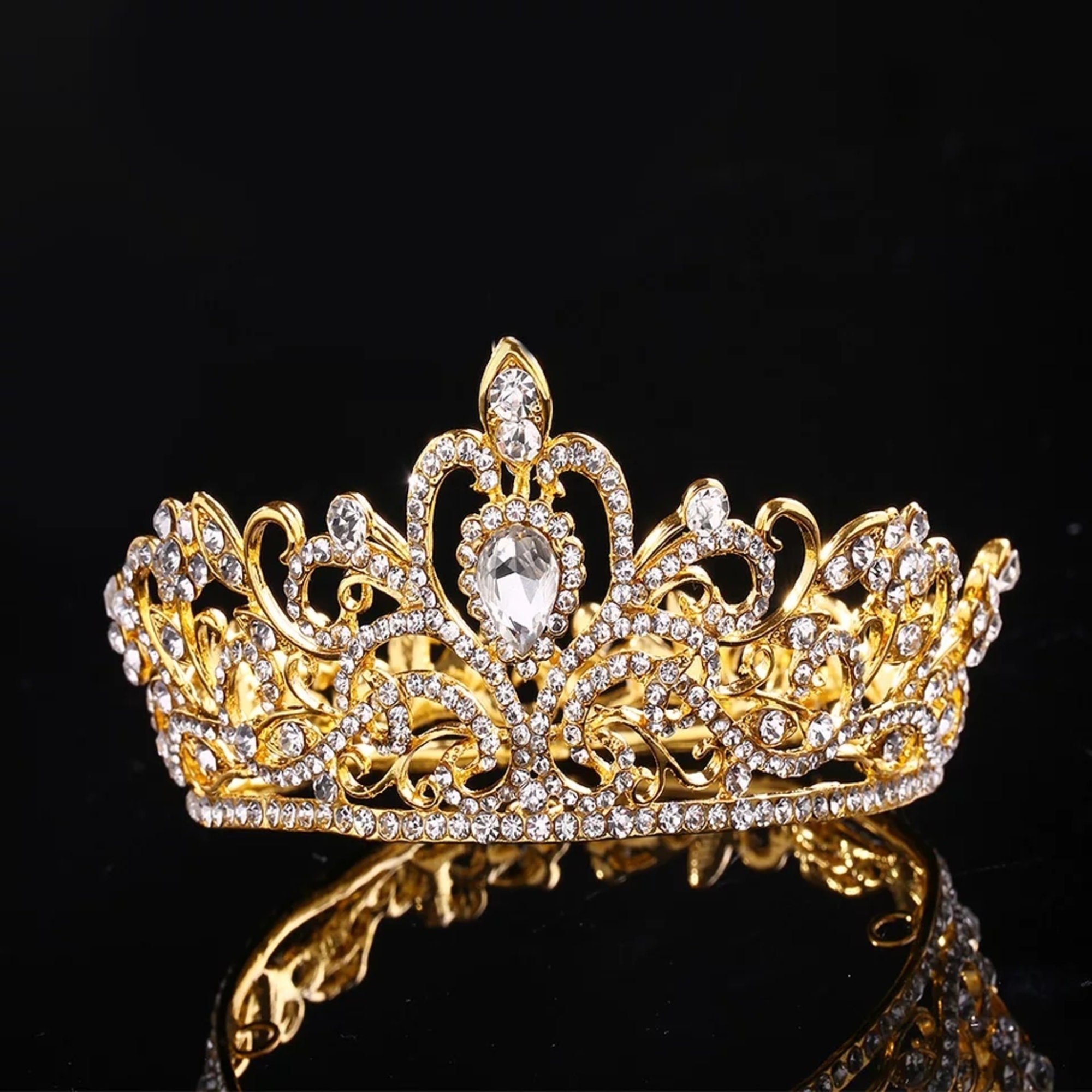 Kids Birthday Crown Gold or Silver Tiara Full Round Crystal - Etsy