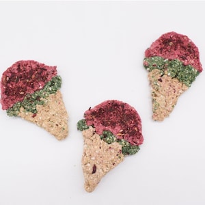Treats for rabbits and guinea pigs. Raspberry treats for small pets. Ice cream shaped bunny treats.