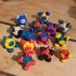 Custom Perky Pigs - Cute Ornament, Pig Figurine, Animal Gift, Polymer Clay