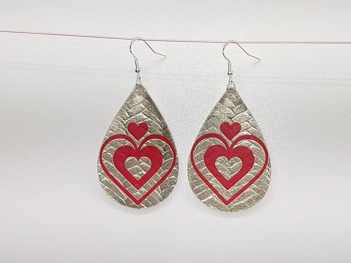 Faux Leather Valentine's Day Earrings | Etsy
