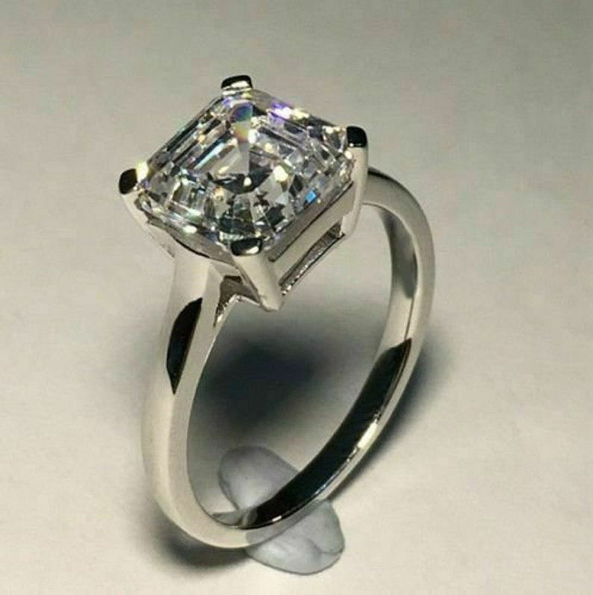 3 Carat Asscher Cut Simulated Diamond Engagement Wedding Etsy