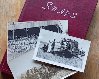 Old Snapshot Photo Album Farming Mule Train Soldiers Native American Village Family Life Ohio