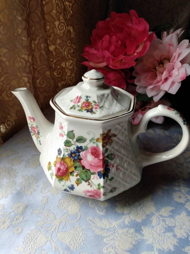 Beautiful Vintage Floral Teapot Windsor made in England Sadler Etsy