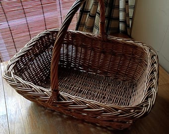 Vintage French Country Farm Basket Flower Gathering Farmhouse Decor Wedding Shower Flower Girl