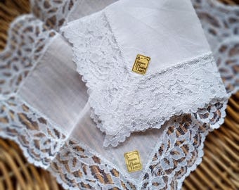 Bridal Lace Handkerchiefs (2) Vintage Bride Old Fashioned Wedding