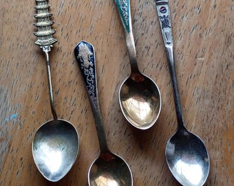 Vintage Souvenir Spoons (4) Siam Thailand Korea