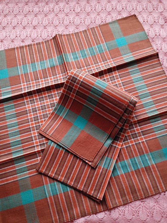 Vintage Buttersc Gentlemen's POCKET SQUARES (2) French Woven Men's/Ladies Handkerchiefs Bridegroom Hankie