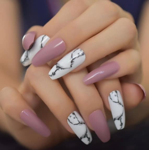 Long Black \u0026 White Marble and Mauve 