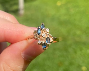Vintage 10k Sapphire and Diamond Ring