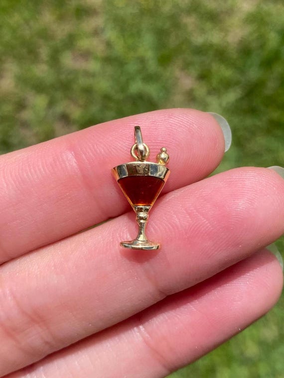 14k Enamel Martini Glass Charm