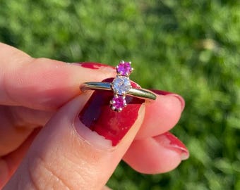 Vintage 10k WG Diamond and Ruby Ring