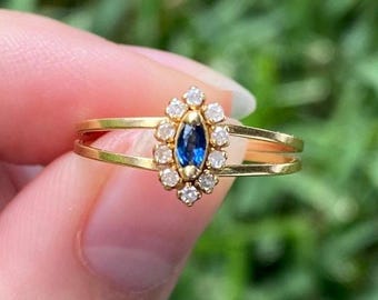 18k Sapphire Diamond Ring