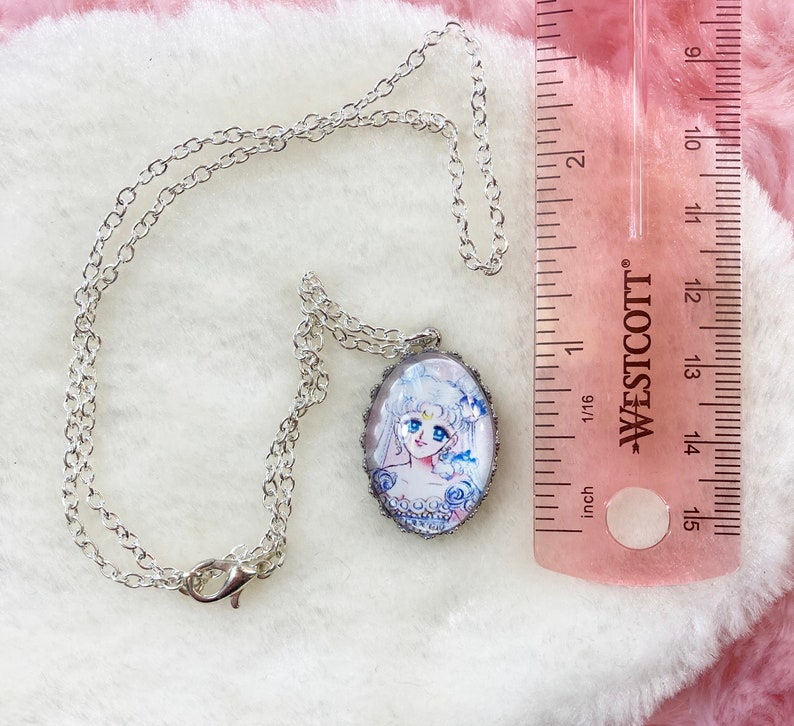 Sailor Moon Queen Serenity Glass Cameo Necklace