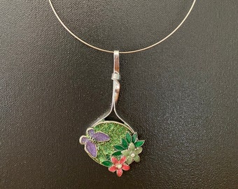 Whimsical one of a kind pendant , choker  is for display only