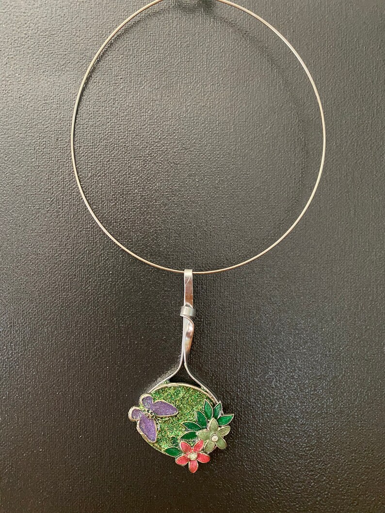 Whimsical one of a kind pendant , choker is for display only image 1