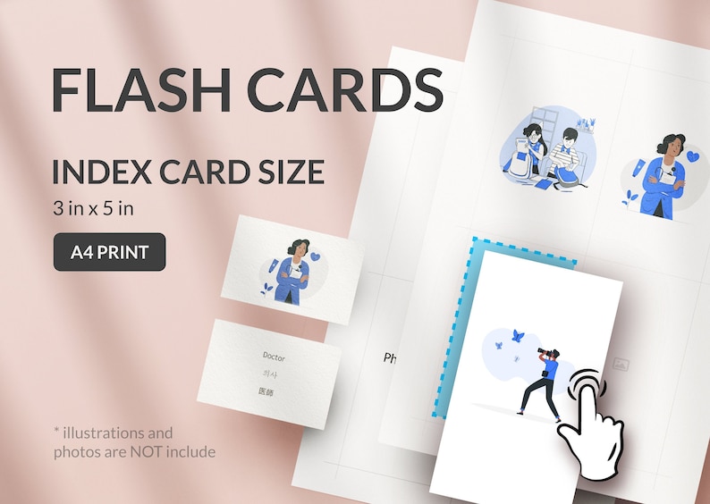 Flash Cards 3x5 Inch Printable & Editable PDF Index Card Etsy
