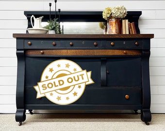 SOLD | Antique Black Empire Sideboard | Solid Wood Victorian Buffet | French Country Furniture | Transitional Furniture | Farmhouse Credenza
