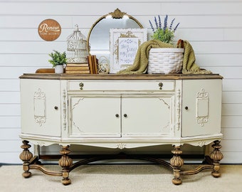 SOLD | Antique Jacobean Sideboard: Refinished Farmhouse Buffet, Circa 1920