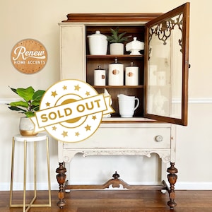SOLD - Antique China Cabinet / Hutch | Jacobean Style | Farmhouse Furniture | French Country | Refinished Dining Furniture