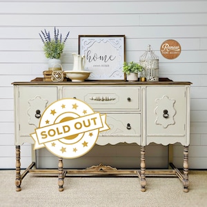 SOLD - Antique Jacobean Sideboard | French Country Buffet | Refinished Vintage Furniture |  Farmhouse Furniture