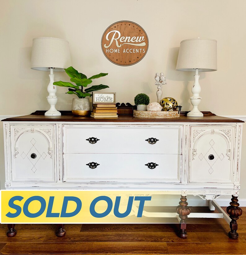 SOLD Antique Jacobean Buffet / Server Vintage Refinished Etsy SOLD Antique Jacobean Buffet / Server Vintage Refinished Etsy