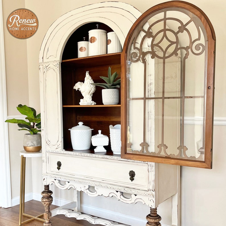 SOLD Vintage Jacobean Hutch Painted China Etsy