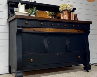 ブランド品専門の Sideboard Empire Black Antique | SOLD | Victorian Wood Solid ガーデンファニチャー