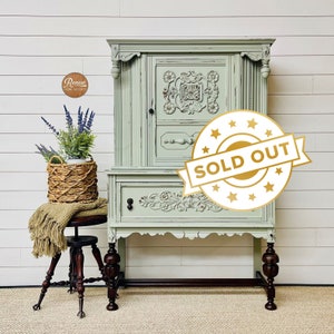 SOLD OUT | Antique Jacobean Hutch | Vintage China Cabinet | French Country | Farmhouse Decor | Linen Storage | Liquor Cabinet